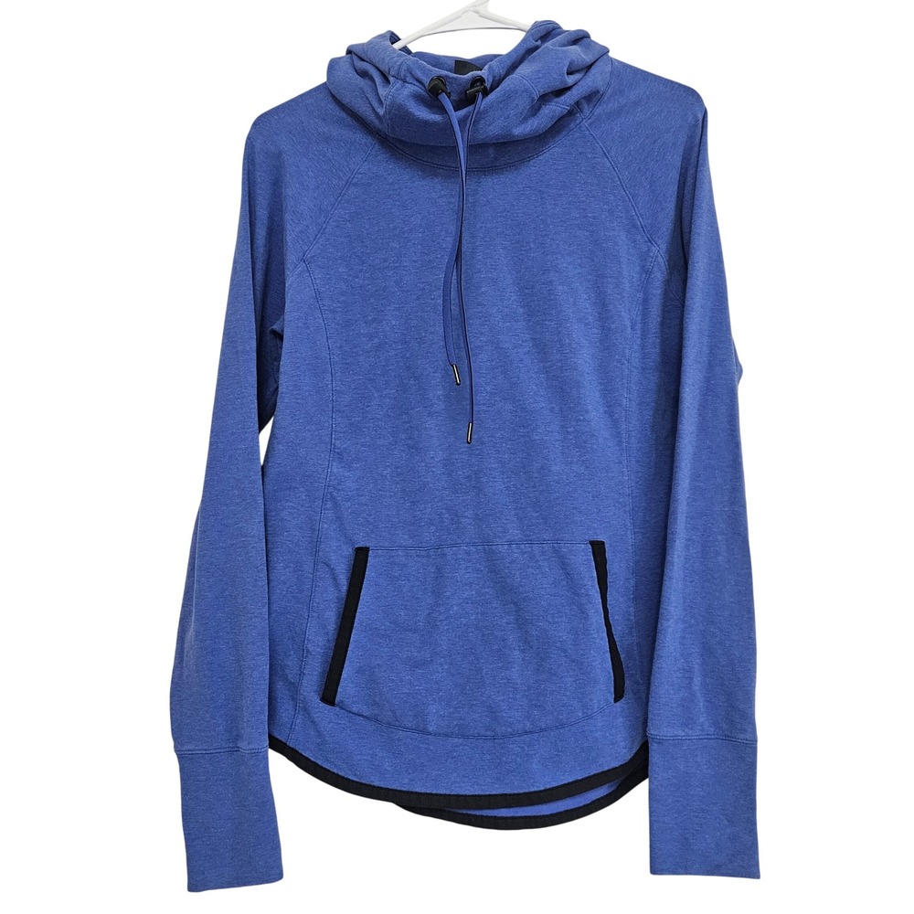 Athleta Blue Heathered Cowl Neck Hoodie Small Athleisure Cozy Activewear Workout